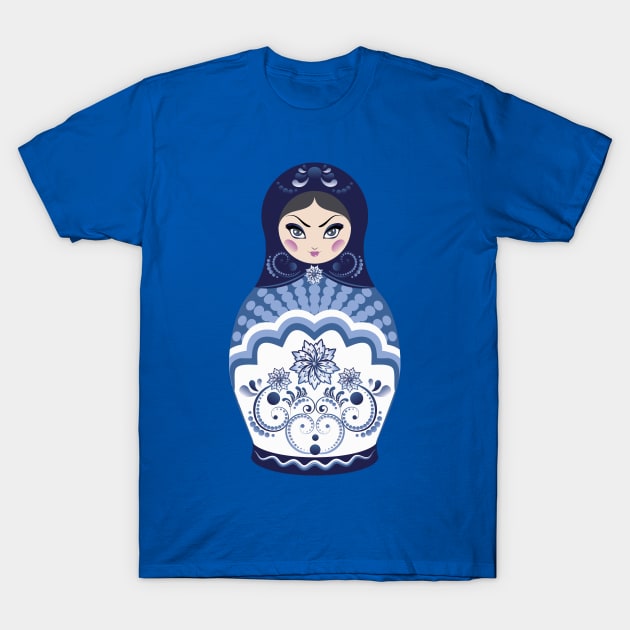 Blue Matryoshka Doll T-Shirt by AnnArtshock